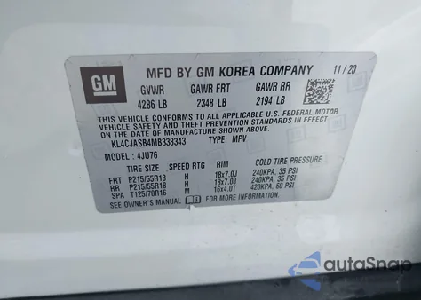 2021 Buick Encore Fwd Preferred z USA, uszkodzony, nr VIN KL4CJASB4MB338343